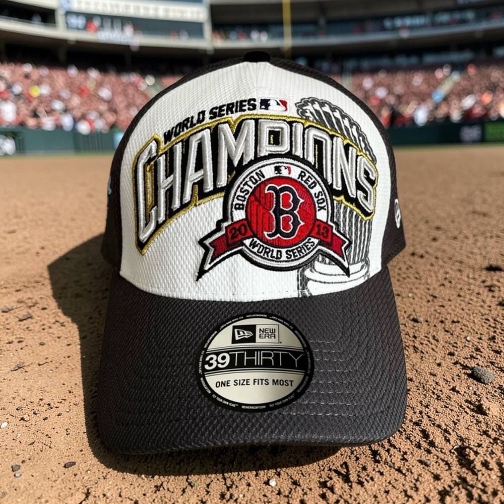 New Era 39THIRTY Boston Red Sox 2013 World Series Champions Hat White & Black